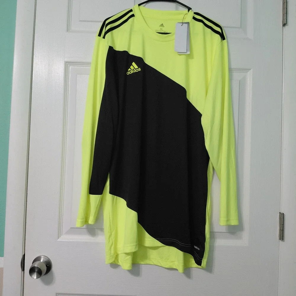 Adidas Mens Size XL Squadra 21 Goalkeeper Jersey Long Sleeve Black Neon Yellow
